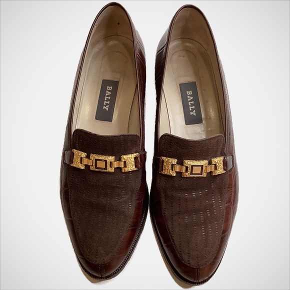 BALLY Brown Tranca Italian Leather & Suede Loafers Size 38 - Picture 2 of 12